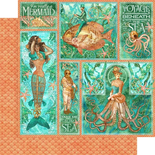 Arkusz papieru 30 x 30 Voyage Beneath the Sea - Mermaid Melody - Graphic 45-4501322.webp