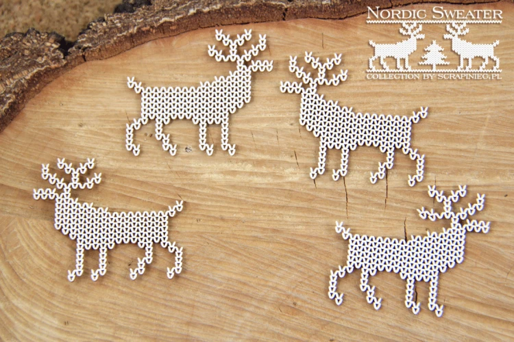 Tekturki Nordic sweater - deers - reny - Scrapiniec (4794)