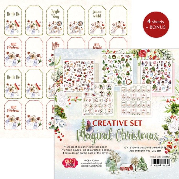 Kreatywny zestaw papierów 30,5x30,5cm - Magical Christmas - Craft&amp;you (CSET-MC-4)-1