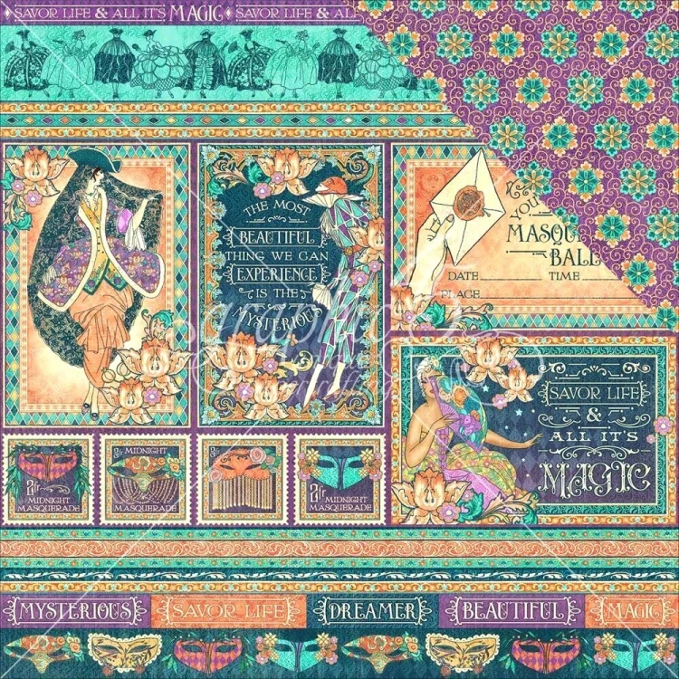 Arkusz papieru 30 x 30 Midnight Masquerade - Savor the Magic - Graphic 45-4501544.webp
