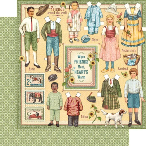 Arkusz papieru 30 x 30 Penny's Paper Doll Family - Forever Friends - Graphic 45-4501586.webp