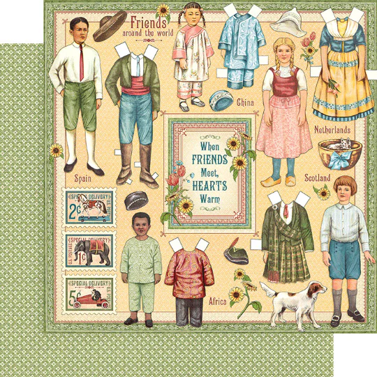 Arkusz papieru 30 x 30 Penny's Paper Doll Family - Forever Friends - Graphic 45-4501586.webp