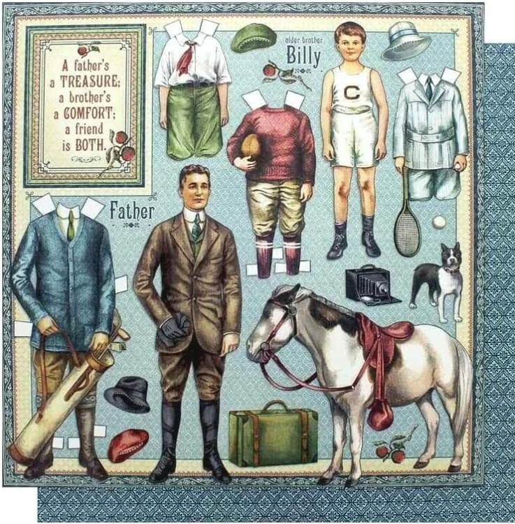 Arkusz papieru 30 x 30 Penny's Paper Doll Family - Fathers and Sons - Graphic 45-4501584.webp