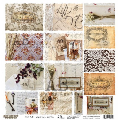 Arkusz papieru 30 x 30 Collected moments - Journal cards - AB Studio