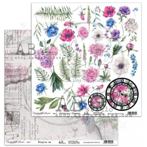 Arkusz papieru 30 x 30 Enchanted flowers - Poisonous flowers - AB Studio