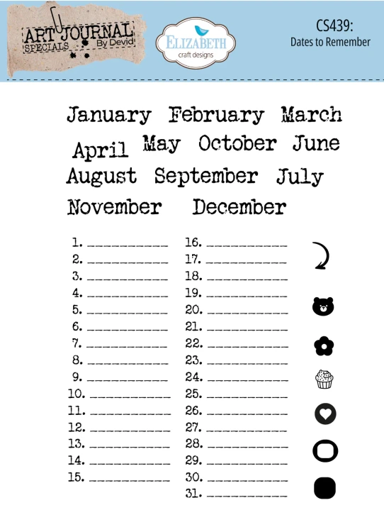 Zestaw stempli Dates to remember - ELIZABETH Craft Designs CS439-01.webp