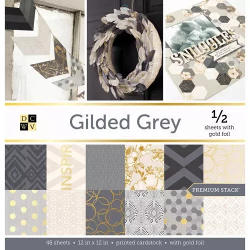 Zestaw papierów do scrapbookingu 30x30 Gilded Gray - DCWV PS-016-00004.webp