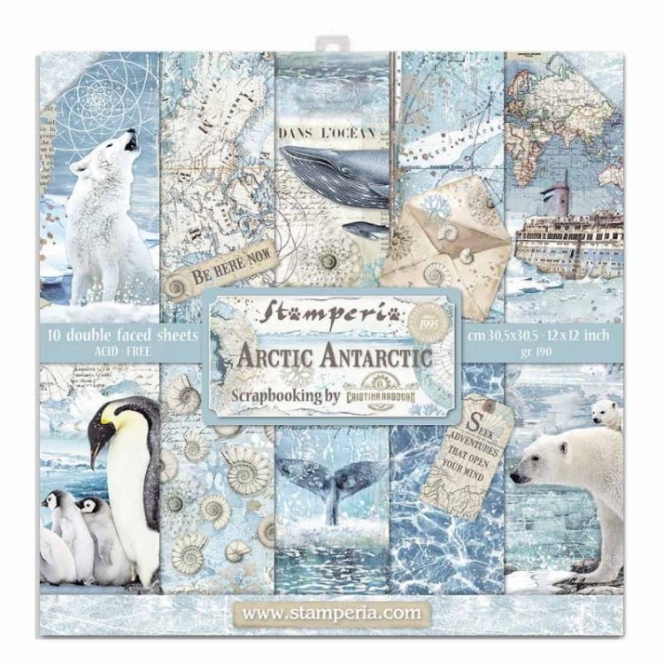 Zestaw papierów Arctic Antarctic 30x30cm 10szt Stamperia SBBL77.jpg