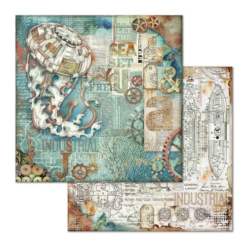 Zestaw papierów Mechanical Sea World 30x30cm Stamperia SBBL64-1.jpg