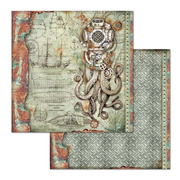 Zestaw papierów Mechanical Sea World 30x30cm Stamperia SBBL64-2.jpg