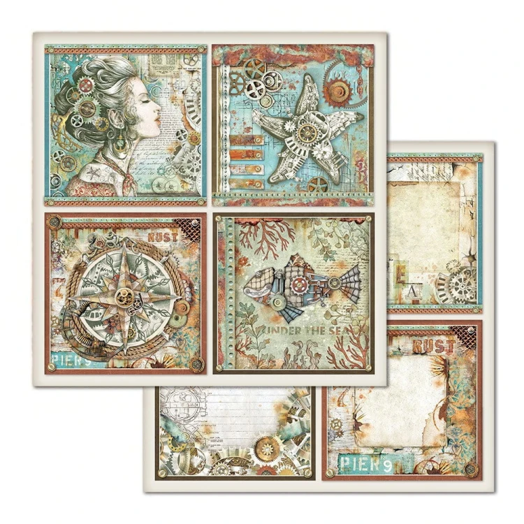 Zestaw papierów Mechanical Sea World 30x30cm Stamperia SBBL64-9.jpg