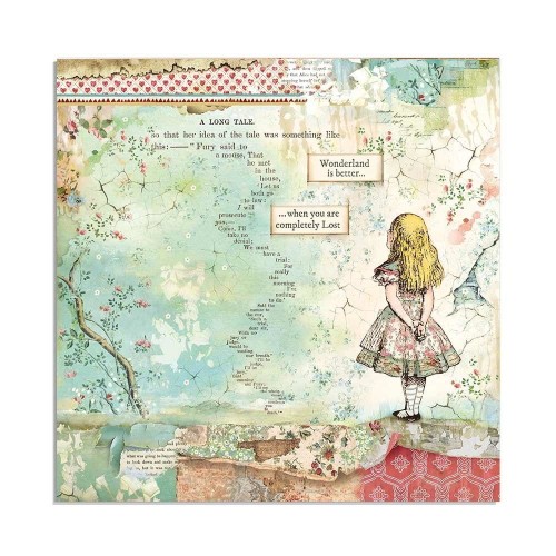 Zestaw jednostronnych papierów do scrapbookingu 30x30 "Alice" Maxi Pack (Single Face) - Stamperia SBBXLB08G-01.jpg