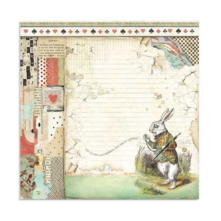 Zestaw jednostronnych papierów do scrapbookingu 30x30 "Alice" Maxi Pack (Single Face) - Stamperia SBBXLB08G-03.jpg