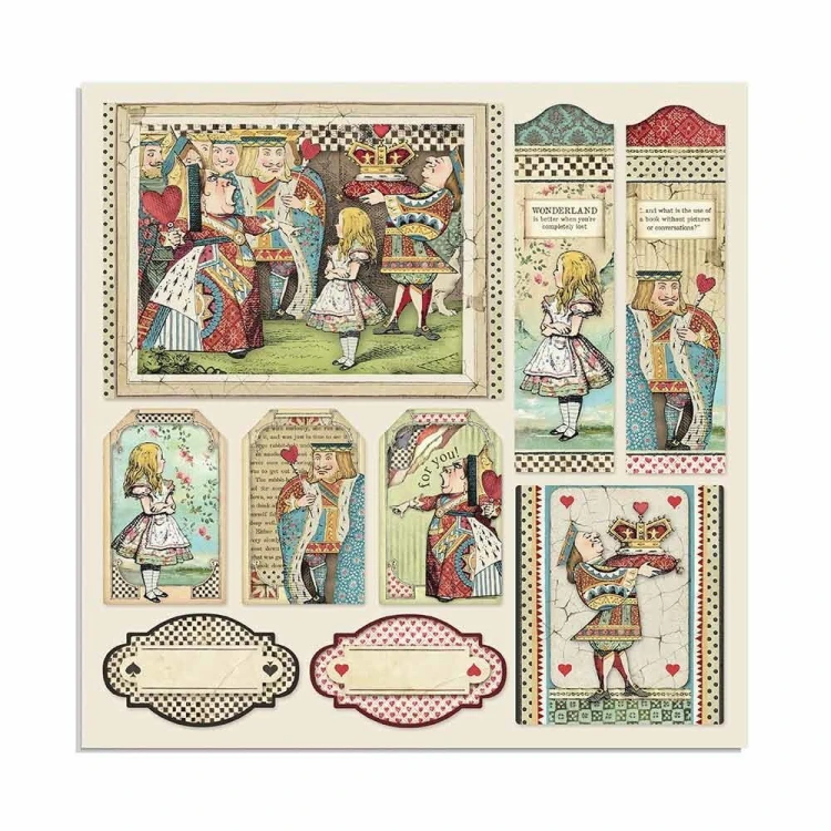 Zestaw jednostronnych papierów do scrapbookingu 30x30 "Alice" Maxi Pack (Single Face) - Stamperia SBBXLB08G-09.jpg
