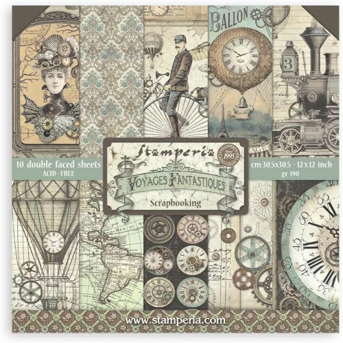 Zestaw papierów Voyages Fantastiques 30x30cm Stamperia SBBL53.jpg
