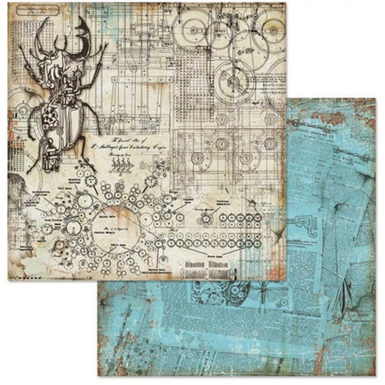 Zestaw papierów Mechanical Fantasy 30x30cm Stamperia SBBL54-2.jpg