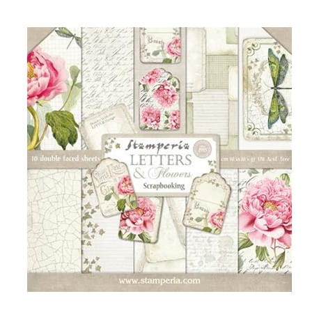 Zestaw papierów Letters &amp; Flowers 30x30cm Stamperia SBBL22.jpg
