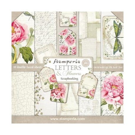 Zestaw papierów Letters &amp; Flowers 30x30cm Stamperia SBBL22.jpg