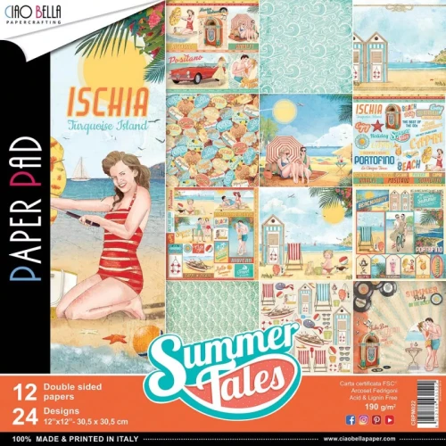 Zestaw papierów - Summer Tales - 30x30cm /12 szt Ciao Bella CBPM022.webp