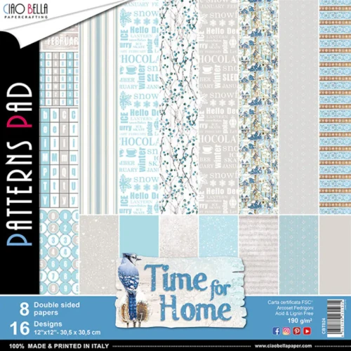 Zestaw papierów - Time for Home (tła) - 30x30cm /8 szt Ciao Bella CBT024.webp