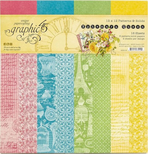 Zestaw papierów do scrapbookingu 30x30 Ephemera Queen - Patterns Pack - Graphic45 4502105.jpg
