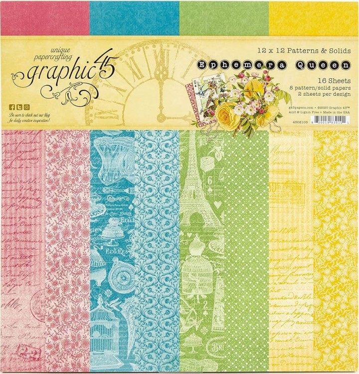 Zestaw papierów do scrapbookingu 30x30 Ephemera Queen - Patterns Pack - Graphic45 4502105.jpg