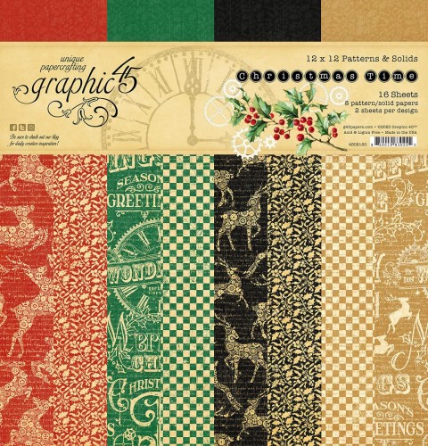 Zestaw papierów do scrapbookingu 30x30 Christmas Time - Patterns Pack - Graphic45 4502120.jpg