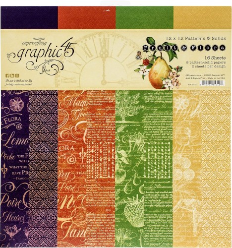 Zestaw papierów do scrapbookingu 30x30 Fruit &amp; Flora - Patterns Pack - Graphic45 4502001.jpg