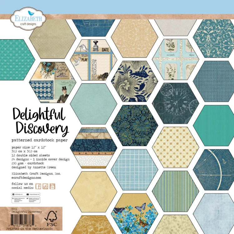 Zestaw papierów do scrapbookingu 30x30 Delightful Discovery - ELIZABETH craft designs C041-01.webp