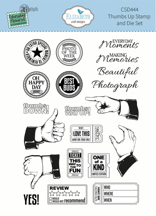 Zestaw stempli i wykrojników Thumbs Up - ELIZABETH craft design CSD444-01.webp