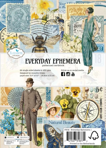 Zestaw papierów do scrapbookingu 15x21 Everyday Ephemera - ELIZABETH craft designs (PS02) PS02-01.webp
