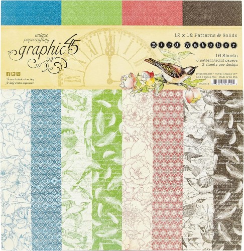 Zestaw papierów do scrapbookingu 30x30 Bird Watcher - Patterns Pack - Graphic45 4502212.jpg