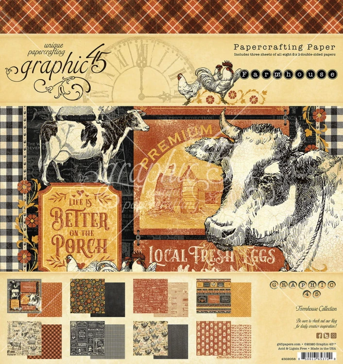 Zestaw papierów do scrapbookingu 20x20 Farmhouse - Graphic45 4502058.jpg