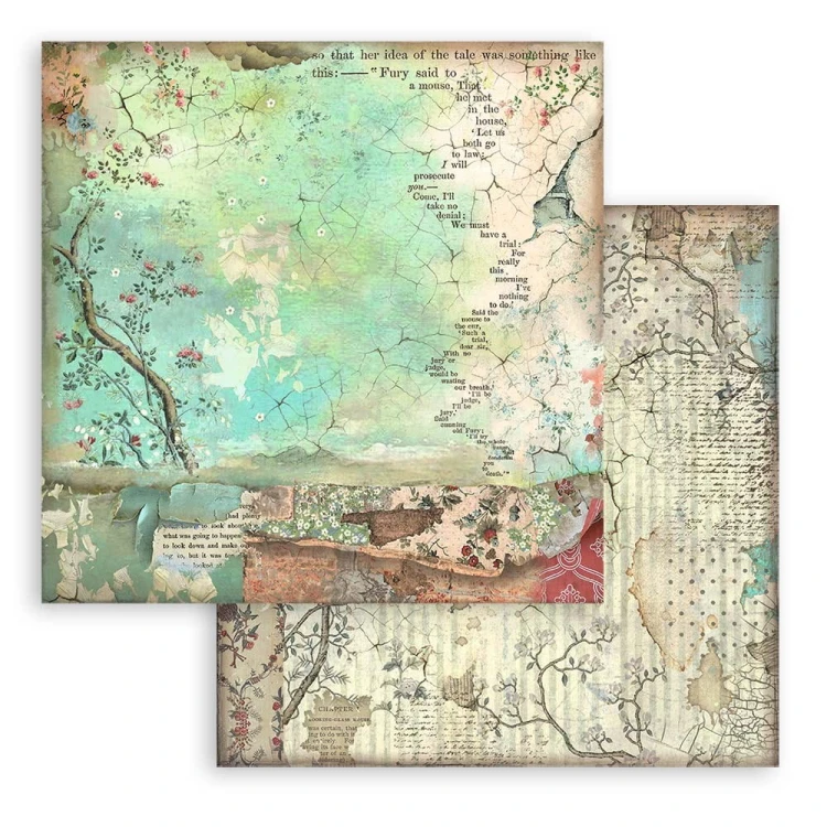 Zestaw papierów 20x20 Alice - tła - Stamperia SBBS46-1.webp