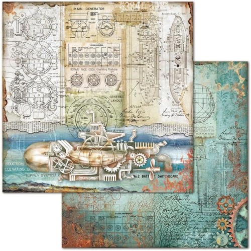 Zestaw papierów - Mechanical Sea World 8 x 8" 10szt Stamperia SBBS13-8.jpg