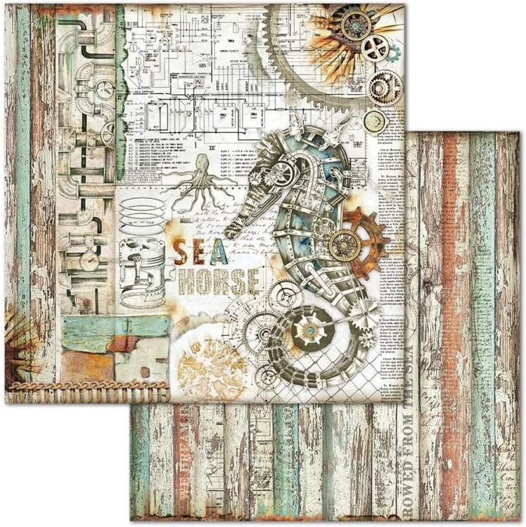 Zestaw papierów - Mechanical Sea World 8 x 8" 10szt Stamperia SBBS13-3.jpg