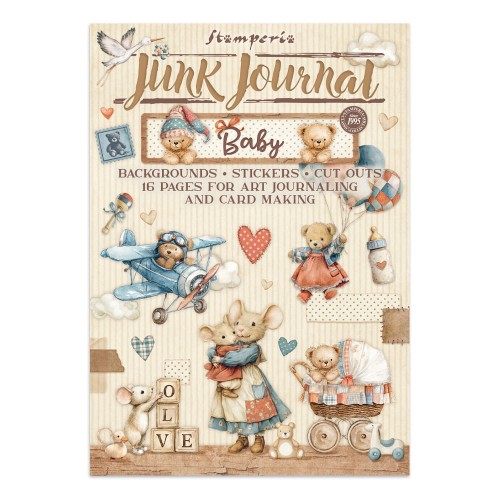 Zestaw papierów, naklejek i elementów Junk Journal - Baby - Stamperia SBJK12_1.jpg