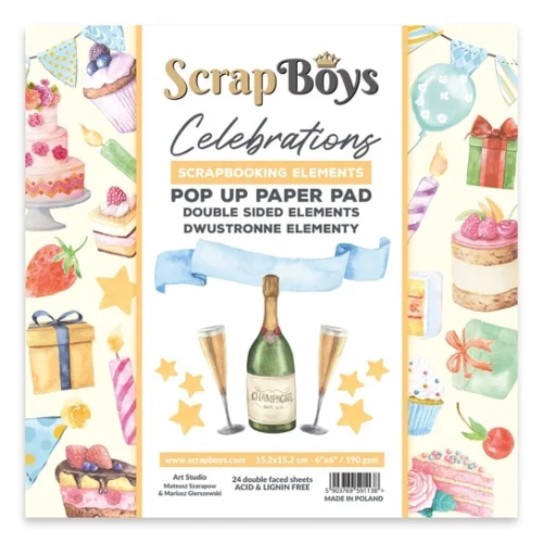 Zestaw papierów 15x15 z elementami do wycięcia Pop-up - Celebrations - ScrapBoys 591138.webp