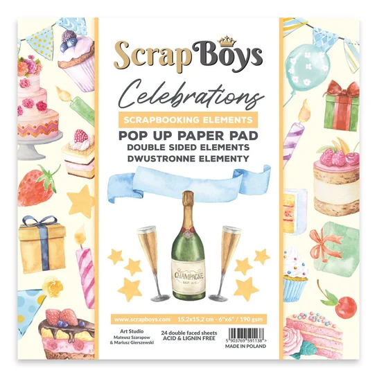 Zestaw papierów 15x15 z elementami do wycięcia Pop-up - Celebrations - ScrapBoys 591138.webp
