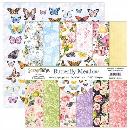 Zestaw papierów do scrapbookingu 30x30 Butterfly Meadow - ScrapBoys BUME.jpg