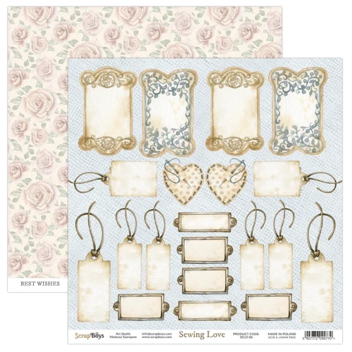 Arkusz papieru do scrapbookingu 30x30 Sewing Love 06 - ScrapBoys SELO-06.webp