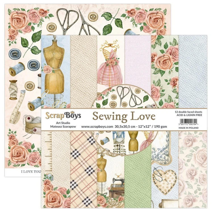 Zestaw papierów do scrapbookingu 30x30 Sewing Love - ScrapBoys SELO.jpg