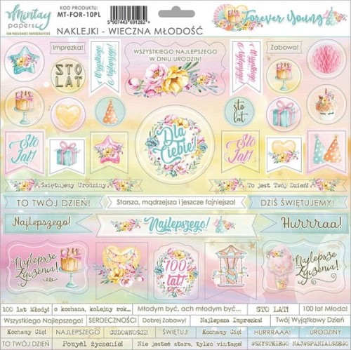 Zestaw naklejek tekturowych 30x30 Forever Young - PL - Mintay MT-FOR-10PL.jpg