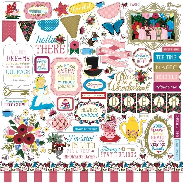 Zestaw naklejek 30x30 Alice in Wonderland - Echo Park AIW148014.webp