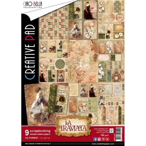Zestaw papierów - La Traviata (Creative PAD) - A4 /9 szt Ciao Bella CBCL012.png
