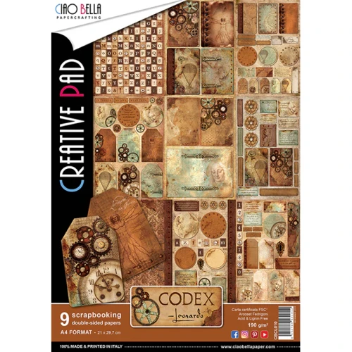 Zestaw papierów - Codex Leonardo (Creative PAD) - A4 /9 szt Ciao Bella CBC010.webp