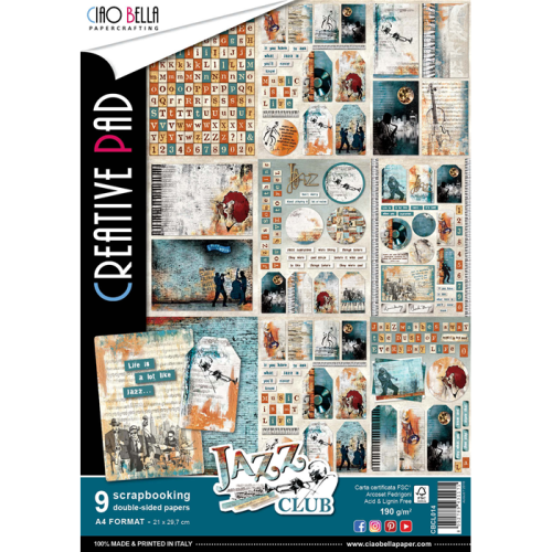 Zestaw papierów - Jazz Club (Creative PAD) - A4 /9 szt Ciao Bella CBCL014.png