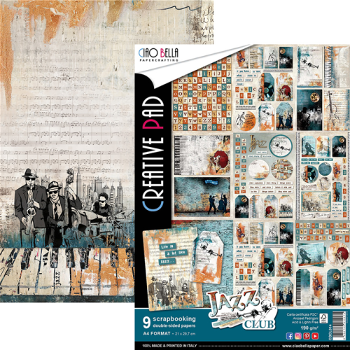 Zestaw papierów - Jazz Club (Creative PAD) - A4 /9 szt Ciao Bella CBCL014-1.png