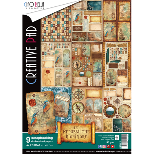 Zestaw papierów - Le Repubbliche Marinare (Creative PAD) - A4 /9 szt Ciao Bella CBCL013.png