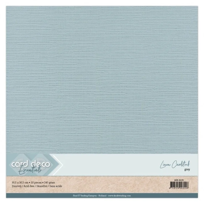 Karton dekoracyjny lniany 30,5 x 30,5 cm 10 arkuszy Szary LKK-SC25.webp